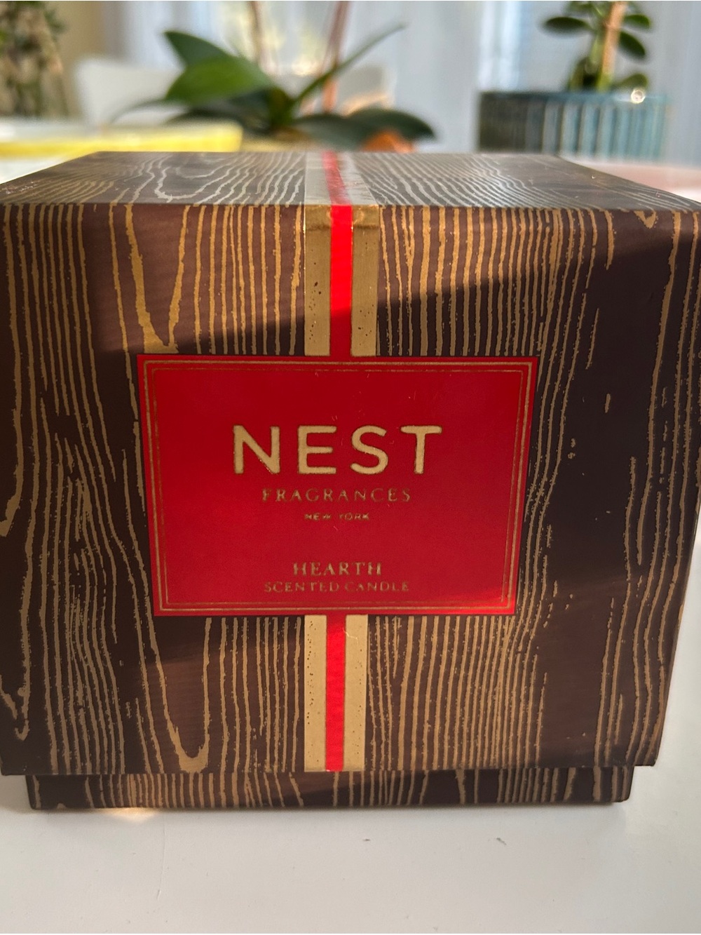 NEST Fragrances Hearth Scented Candle - Red and Brown Box